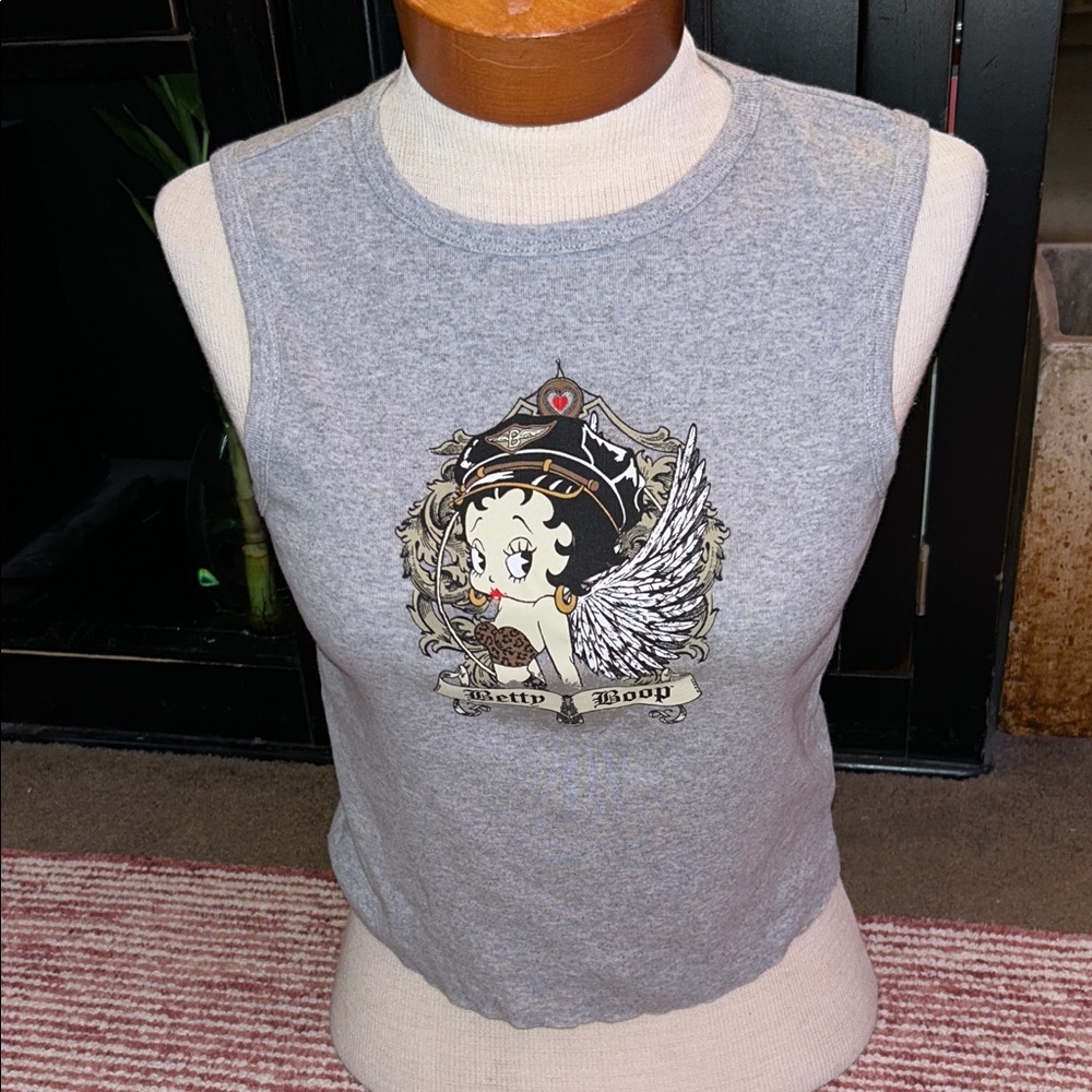 Betty Boop Gray Sleeveless Graphic Top